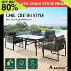 ALFORDSON Outdoor Dining Table Lounge Chairs Set Glass Patio Furniture Wicker