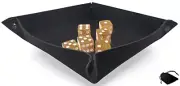 (6) 16mm Glitter Transparent Yellow Dice w/Pouch + Rolling Tray Black Felt Mat