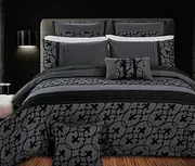 Charcoal Grey Quilt Cover Double - Black Pintuck 3pcs Dursley Doona Cover Set (Double Size)