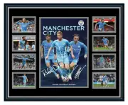 Manchester City 2021 22 Jack Grealish, Ruben Dias, Kevin De Bruyne Signed Frame