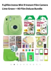 Fuji Instax Mini 9 Lime Green Camera With Case,film 40 Sheets And Ass. Bundle