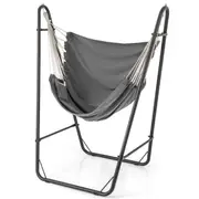Costway Hammock Chair Portable Swing Hanging Chairs w/Metal Stand Indoor Outdoor Camping Grey