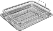 KOCKSHION 2pcs Stainless Steel Crisper Tray Air Fryer Basket for Bacon Oven Roasting Compact Baking Rack for Grilling Lightweight Accessory for Versatile Cooking