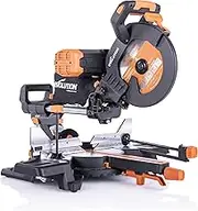 Evolution Power Tools R255SMS-DB+ Double Bevel Sliding Mitre Saw, Multi-Material Cuts Metal, Wood, Plastic & More - with Plus Pack includes Clamps, Dust Bag & Blades, 255mm (230V)