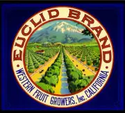 Upland Euclid Mt. Baldy Orange Citrus Fruit Crate Box Label Art Print