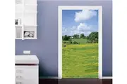 3D Plain Blue Sky White Clouds Door Mural Woven paper (need glue)
