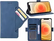 GoshukunTech Case for iPhone 12 Mini,for iPhone 12 Mini Wallet Case[ 5 Card Slots Leather Wallet ] Soft TPU Inner Case Flip Cover Stand Feature Compatible with iPhone 12 Mini [5.4 inch]-Navy Blue