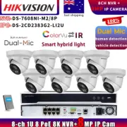 Hikvison 4K Dual Mic 8MP 4K IP Camera+DS-7608NI-M2/8P 8CH 8POE 8K NVR System Lot