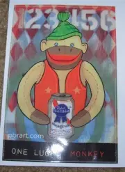 PABST BLUE RIBBON PBR ART Lucky Monkey STICKER decal craft beer brewery brewing