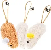 HOMOBABE 3pcs Plush Mouse Cat Teasing Interactive Mouse with Bells for Kitten Teething and Entertainment Lightweight Cat Teaser