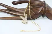 Playboy Bunny 18" Women's Gilt Sterling Silver Gold Covered 1" Pendant Necklace