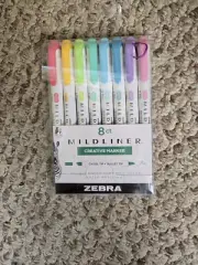 8 COUNT MILDLINER CREATIVE MARKER - DOUBLE ENDED - CHISEL/BULLET TIPS-ZEBRA - #D