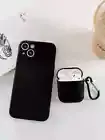 for AirPods Case + iPhone 13/PRO/MAX Case Cover Skins Set Fashion BLACK