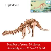 Hands Craft DIY 3D Wooden Dinosaur Puzzle Brain Teaser Educational STEM Toy USA