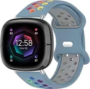 Geageaus Rainbow Bands Compatible with Fitbit Versa/Versa 2/Versa Lite/Versa Special Editon, Colorful Silicone Waterproof Wristband Replacement Breathable Straps for Fitbit Versa 3/Versa 4/Sense Men Women