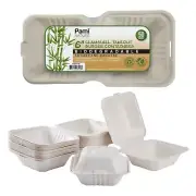 100% Compostable [6X6 50-Pack] Clamshell Take Out Food Containers Heavy-Dut