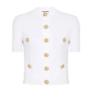 [Balmain] Balmain Pointelle-knit Cardigan 38 FR WHITE