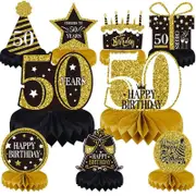 Glitter Gold 50th Birthday Honeycomb 9pk