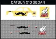 Hot Wheels(1/64), Datsun Sedan "Mustache" Waterslide, Printed White First,Decals