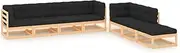 Patio Furniture Sets 7 Piece Garden Lounge Set with Cushions Solid Pinewood