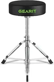 GearIT Drum Throne With Padded Leather Seat, Double-Braced Legs, Swivel Control, Anti-Slip Rubber Feet, Height Up to 23.5 in.