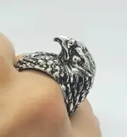 Vintage 925 Sterling Silver Ring Eagle Head Size 10 Heavy