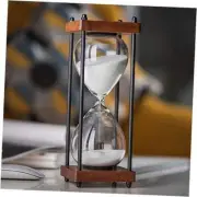 Large Hourglass Timer 60 Minute, Decorative Wooden Sandglass, White White Sand