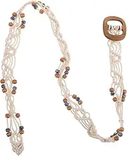 [TOVINANNA] Vintage Braided Waist Belt: Women Boho Style Rope Belt With Wooden Buckle Ethnic Western Tassel Chain For Hippie Dresses Skirts And Casual Wear