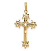 14k Yellow Gold 5x3mm Oval Pink Tourmaline cross pendant