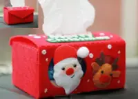 在飛比找Yahoo!奇摩拍賣優惠-【免剪裁】 手工diy不織布材料包 聖誕老人麋鹿面紙盒