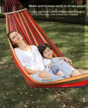 Single Double Hammock 200X150cm Anti-rollover Canvas Hammock Mesh Wooden Stick