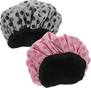 Ipetboom 2Pcs Shower Cap Three Hair Bonnet with Breathable Microfiber for Quick Drying Shower Caps for Women