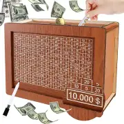 Cash Vault Wooden Savings Box, 2024 New Wooden Cash Saver Money Box, 10,000 Box,