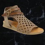 BNIB Blowfish Malibu Gold Woven Draped Micro Sandals Size 6