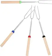 COLLBATH Flexible Length Fondue Forks Stainless Steel with Wooden Handle Non-Slip for Cheese Fondue BBQ and Desserts