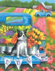 Paint Works Paint By Number Kit 11"X14"-Flower Power Dog
