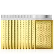 Bubble Mailers 4x8 "50 Pack, Strong Adhesion Metallic Bubble 4x8" Gold