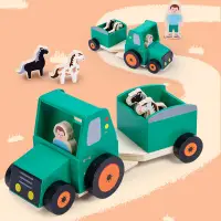 在飛比找蝦皮購物優惠-現貨《木製玩具】可拆卸拖拉機組裝工程車 ♥ 男孩拖拉機 拖車