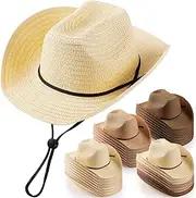 [Unittype] Adult Cowboy Hat Bulk Western Party Straw Hat Unisex Cowboy Cowgirl Set for Women Men