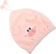 Coral Fleece Dry Hair Hat Blow Dryer Washcloths Bonnet Towels Hair Dryer Shower Caps Women Cartoon Dry Hat Hair Wraps for Women Wet Hair Cartoon Hair Wrap Towel Pink HONMEET