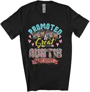 [Generic] Promoted to Great Auntie Est 2025, Amazing Mother's Day Pregnancy Flowers, Family Group Unisex T-Shirt