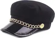 [Yiozoi] Flat Headed Hat, Women's Wool News Hat, Even Leather, Men's Baker, Boy, Spring British Painter Hat
