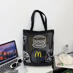 【拾趣】麥當勞McDonald's網紗帆布袋 小型托特包摺疊輕便環保購物袋手提托特包