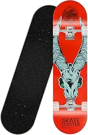 Sports Complete Skateboard, (Sheep Head Pattern) Four-Wheel Double Tilt Professional 31-inch A-Level Maple Skateboard Suitable for Young Adults