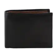 Pierre Cardin Italian Leather Two Tone Tri-Fold Men's Wallet - Black Cognac