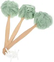 Healeved 3pcs Long Handle Scrub Bath Handle Bath Shower Long Handle Body Brush Shower Loofah Shower Tool Jetted Handle Body Sponge Shower Supply Wooden Handle Green