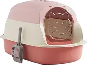 Fonowx Hooded Cat Litter Boxes, Large Cat Litter Boxes, Large Cat Toilet with Door Removable Kitty Litter Tray, Pink