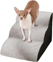 3-Steps Dog Stairs | Dog Bed Stairs | High Density Sponge Dog Steps | Dog Stairs 3 Tiers, Non-Slip Pet Stairs, Dog Steps Stairs for Bed, Dog Ramp for Bed, Soft Flannel Dog Ladder