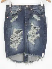 $126 One Teaspoon 2020 Slim Destroyed Pencil Skirt in Tiger - Size 25