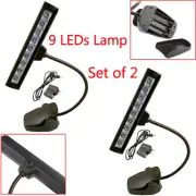2Pcs 9 LEDs Clip-On Orchestra Music Stand Flexible LED Lamp Light With Adapter